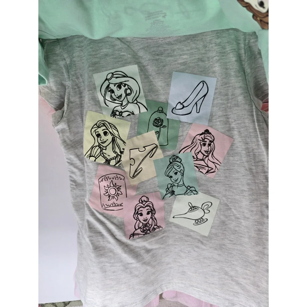 Disney Princess Girls 4-pack Tees Sz 7 Cinderella Jasmine Belle‎ New